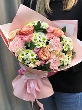 Букет нежные объятья в Нижние Вязовые Букет цветов из: Гвоздики, Розы и Хризантемы в Нижние Вязовые